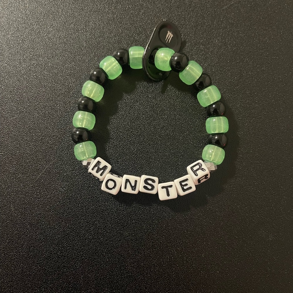 Monster Kandi Bracelet Handmade Rave Accessory Green Black